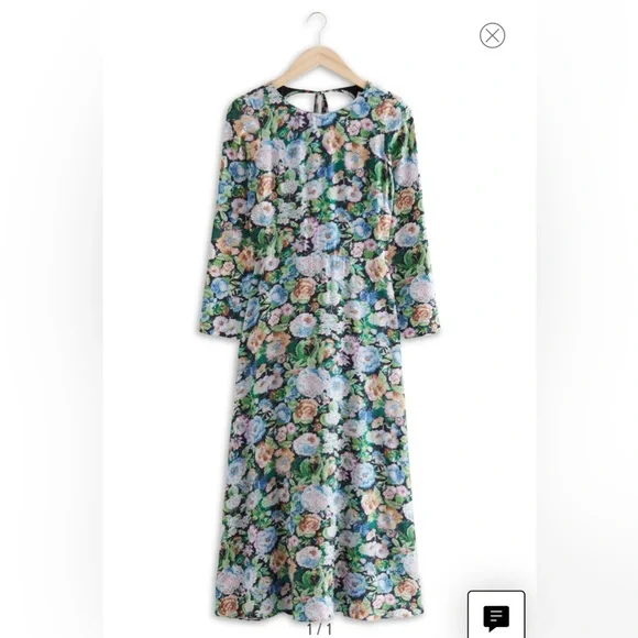 & Other Stories Print Open Back Long Sleeve A-Line Dress in Big Flower Aop at Nordstrom, Size 2 & Other Stories Print Open Back Long Sleeve A-Line Dress in Big Flower Aop at Nordstrom, Size 2